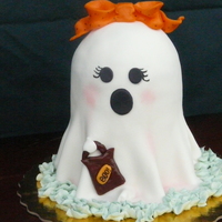 Girly Ghost Chocolate cake with Fudge Frosting. Fondant details.