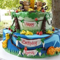 Aaron's First Birthday This cake was done for a wonderful family through Icing Smiles. Aaron is momma's little monkey and the party theme was monkey/ jungle...