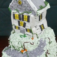 Haunted House On The Hill Chocolate cake with Fudge Frosting. Fondant and IMBC.