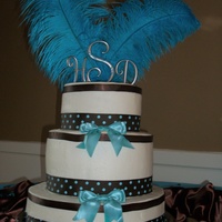 Brown And Blue My first wedding cake for my son's wedding, made with butter cream frosting