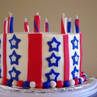 Independence Cake Buttercream with fondant decorations. Funfetti with cream cheese filling.. YUM!