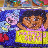 Dora And Boots Not a great pic and after I began cutting it I realized I hadn't taken a pic yet! But it's covered in buttercream and it's...