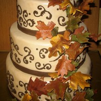 Fall Into Love Gumpaste fall leaves. Royal scroll work.