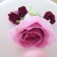 Bridal Shower Topper On Cake White pearlized fondant with lifesize gumpaste roses