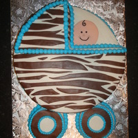 Baby Carriage Cake buttercream with chocolate fondant zebra stripes