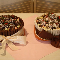 80Th Birthday Cake My grandmother's 80th birthday cake. One cake is all milk chocolate(dipped strawberries and dipped pretzel sticks), with a variety of...