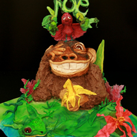 1St Birthday Jungle Friends The monkey is crispy treats and chocolates. The bird is my first "modeling chocolate" character. Now knowing about modeling...