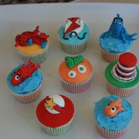 Dr Seuss Themed Cupcakes All the toppers are made of fondant.