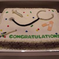 Nursing Graduation This cake was for a nursing graduate. French vanilla cake covered in BC. Everything else is MMF.