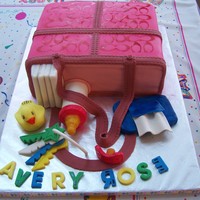 Coach Diaper Bag Cake The bag is yellow cake with choc fudge BC, covered in MMF. The straps, diapers, duck, letters, keys, and bottle are MMF. The wipes and...