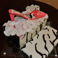 Pink & Zebra Print High Heel Shoe birthday cake for a clients' daughter who loves hot pink and zebra print. this was my first shoe. all gumpaste and fondant. the lid...