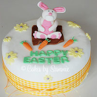 Easter Bunny Cake Easter cake with handmade edible bunny topper and carrots