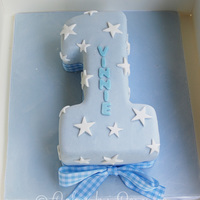 Number One Cake Vanilla sponge with rasberry & buttercream filling. Fondant covered.