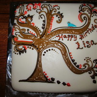 Fall Tree Thank you to...man, I forgot her name...I'll come back with it as a comment...but her cake was the inspiration for this one. Fondant...