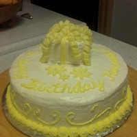 Birthday Package Butter cake with BC. Fondant ribbon. Sadly it was horribly hot that day and even with AC the icing started to melt (I used the recipe for...