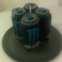 Monster Energy Drink Birthday Chocolate pound cake layered with chocolate buttercream, covered in fondant. Cake was carved to actual can size. This was made for my...