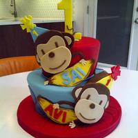Another Monkey Cake A friend requested a monkey cake for her twin sons first birthday to match the monkeys and color scheme from t-shirts they were wearing on...