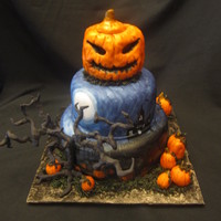 Halloween Cakes Real Jack O Lantern topper LOVED this cake!