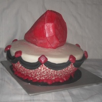 40Th Anniversary Cake A cake for a 40th Anniversary (which is the Ruby Anniversary) celebration. 12" pedestal base cake with a hand carved ruby cake sitting...