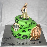 Ben 10 Topsy Turvy Cake With Handmade Cookie Toppers 