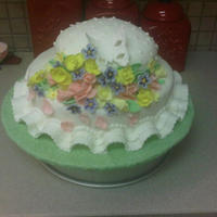Flower Hat This is a birthday cake for an elderly lady. Her daughter says she loves hats and soft pink roses. I made the cupcakes to go with it.