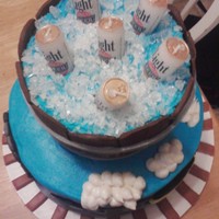 Beer And Train Cake Made this one very quickly for a friend's F-I-L who likes his beer and model trains. We joked that if you added a dog and and ex-wife...