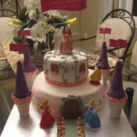 Princess Cake I made this cake for my daughter's 4th birthday. It was a vanilla and chocolate cake covered in fondant. The towers are ice cream...