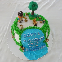 Diego Cake A Diego cake made for twin boys' birthday. My first attempt at a vegan cake covered with buttercream. All the decorations are...