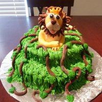 King Of The Jungle This cake was made for my son's first birthday as his smash cake. I made regular cupcakes to go around it for the guest. The lion &amp...