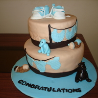 1St Baby Shower Cake the babies were made out of fondant from the tutorial I found here on cc...