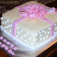 Baby Shower Buttercream icing bow done in fondant