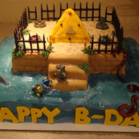 Lego Atlantis Cake This is a made up scene from the Atlantis Legos. My son was turning 6 and all in to Atlantis Legos. So he was the true designer behind this...