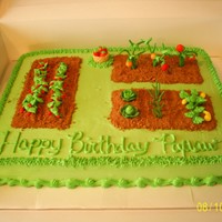 Garden Cake For Papaw Garden Cake: 1/2 choc., 1/2 vanilla w/ buttercream icing. Dirt for the garden was crushed graham crackers with a pinch of brown sugar. All...
