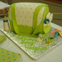 Diaper Bag Baby Shower Cake The cake is covered in fondant, and the rest of the details are gum paste. Thanks for looking!! :)