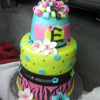 Teen Cake marble cake with chocolate bc with mmf and gumpaste/fondant flowers.