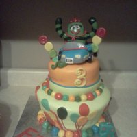 Brobee Cake yo gabba gabba character cake. marble and chocolate bc and mmf.