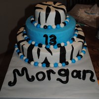 Blue With Zebra Print made for a girls 13th bday. covered in mmf.