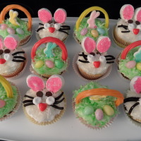Easter Cupcakes First attempt at Bunnies and Easter Baskets.