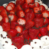 Strawberry Blast Chocolate Cake, Vanilla Buttercream, Strawberry Simple Syrup, Fresh Strawberries and Chocolate Chips