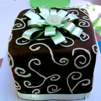 First Scroll Work My first piped cake! It was my birthday present to myself. It was also the first time i used ganache under fondant.