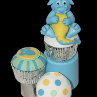 Dragon Cupcake School Hols here in Aus which has given me some time to have a little play. Blue, Green and Yellow cupcakes for a little boys cupcake tower...