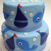 "welcome Baby" Cake - Sailboat Theme This was for a "Welcome Baby" party (there was never a baby shower...just this party instead!) They wanted something blue with...