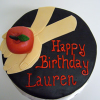 Twilight Birthday Cake A "Twilight"-themed birthday cake. Chocolate fondant dyed black, with all fondant accents (including the apple!)