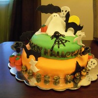 Halloween choc cake with choc fudge filling