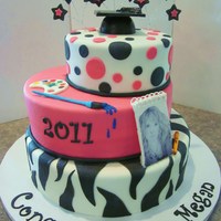 Pink And Zebra Graduation Cake 