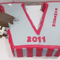 3-D Varsity Letter V And Football Graduation Cake 