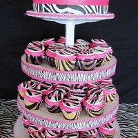 Pink & Zebra Graduation Cupcakes And Cake 