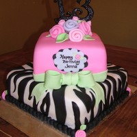 Sweet & Wild Made this for a girl who wanted square offset cakes with zebra print and bright colors.