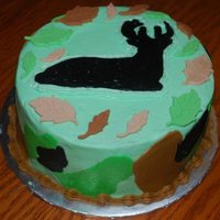 Deer Silhouette Camo Cake Chocolate WASC cake. The deer is a FBCT and the leaves are made of fondant/gumpaste blend.