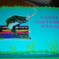 Chocolate Cake With Edible Fish Image This cake is chocolate version of WASC with vanilla buttercream. Bass is an edible image.